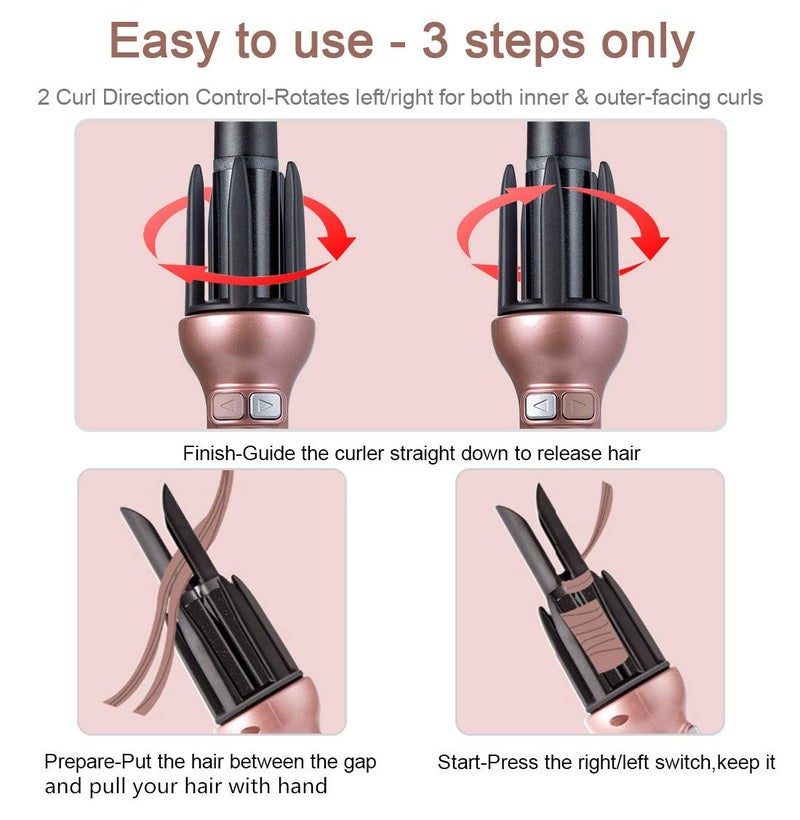 Mannice 360 Rotating Ceramic Curling Wand with Automatic Spin - 1.1" Professional Spiral Beach Waver Iron for Long Hair (Mothers Day Gifts) - Image 5